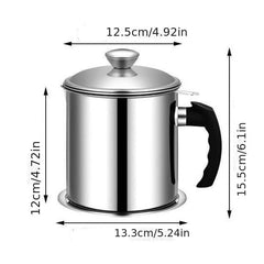 Stainless Steel Strainer Pot Residue Filter Oiler For Home Use