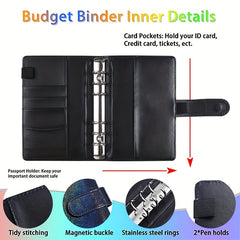 A6 Binder Glitter PU Leather Notebook with Magnetic Closure