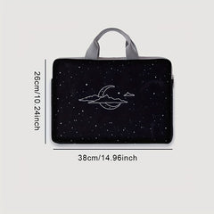 Starry Night Moon Print Laptop Sleeve 14 inch Soft Polyester Zip Closure