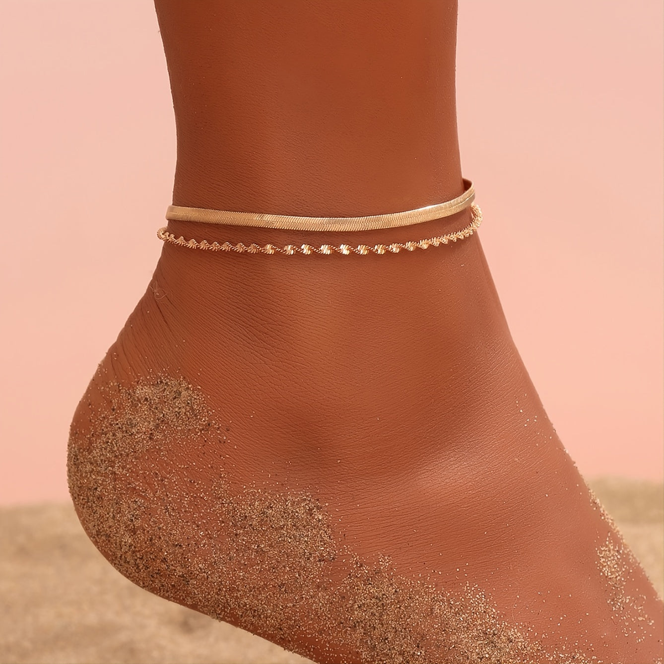 Temperament Chain Anklet Set Dainty Layered Adjustable Foot Chain