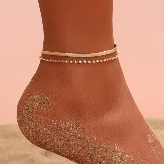 Temperament Chain Anklet Set Dainty Layered Adjustable Foot Chain