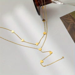 Golden Heart Pendant Necklace Double Layer Chain Necklace Jewelry