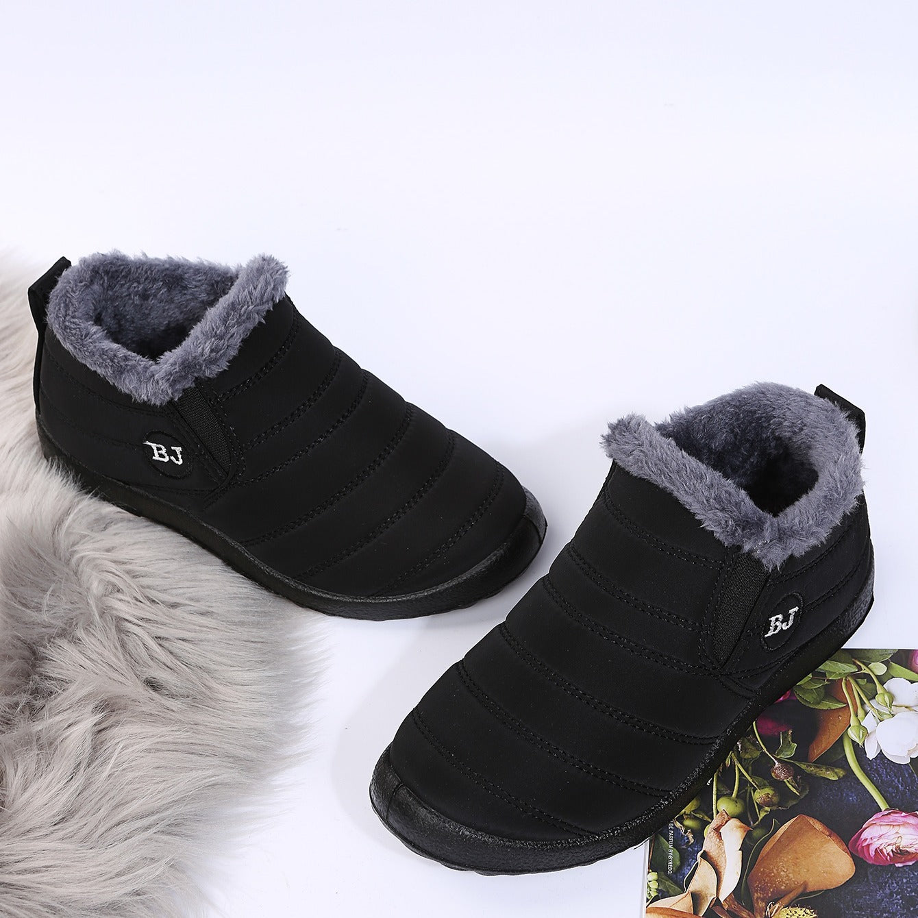Plush Inner Thermal Snow Boots Non Slip Round Toe Pull On Ankle Boots