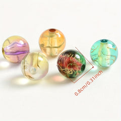 50pcs 0.31in Acrylic Stone Beads Glitter Loose Beads for Jewelry Making DIY