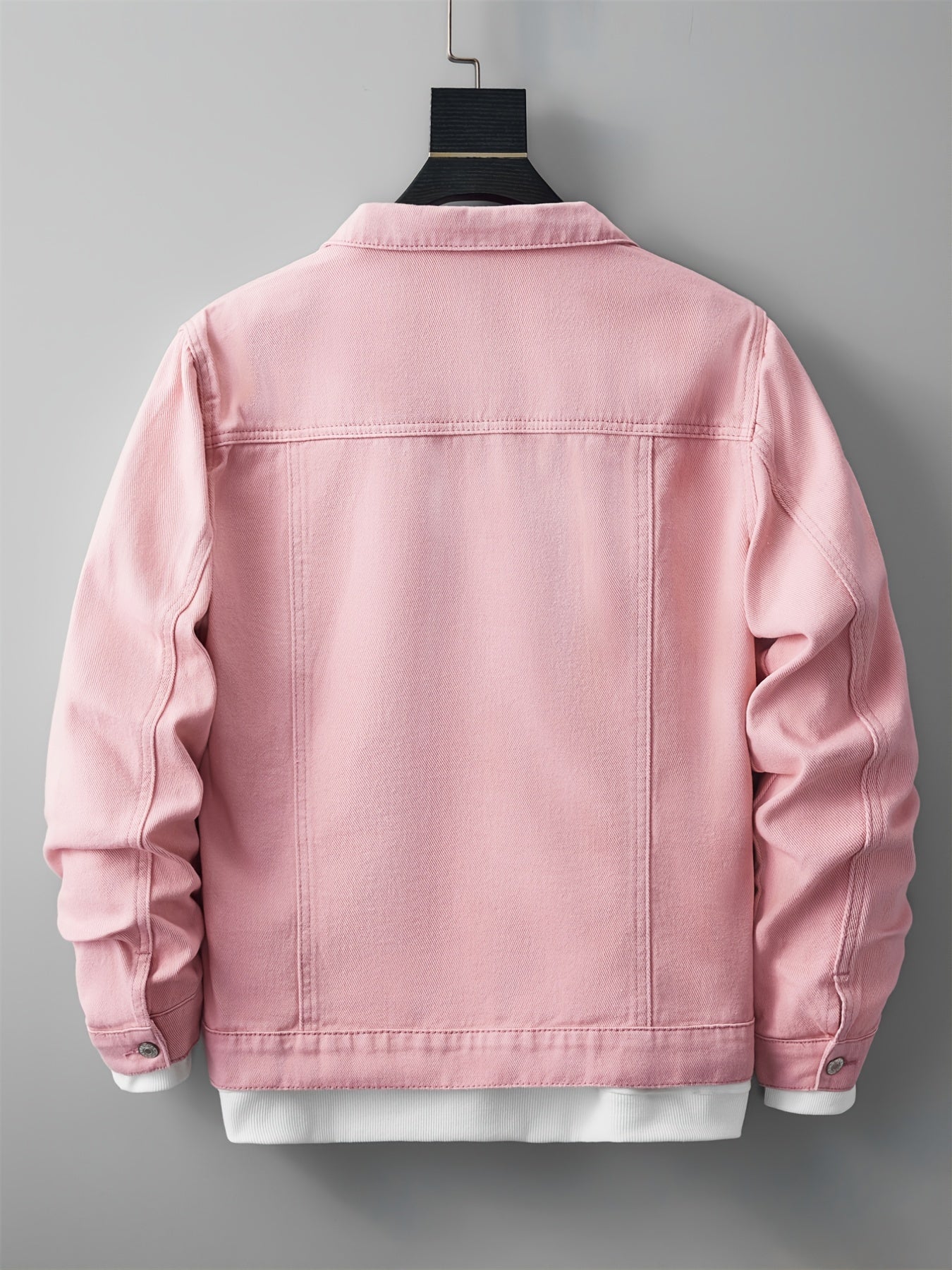Men's Pink Cotton Casual Button Down Jacket