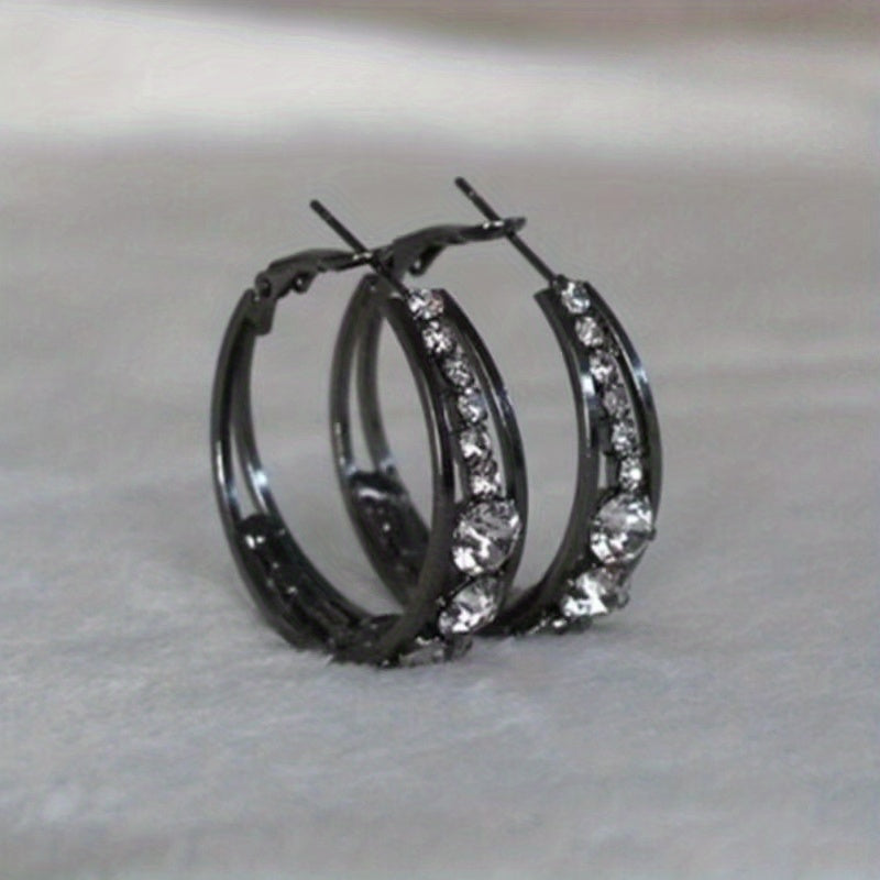 Explosive Style Wind Rhinestone Large Circle Earrings