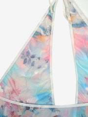  Sexy Floral Print Halter Neck Bodysuit