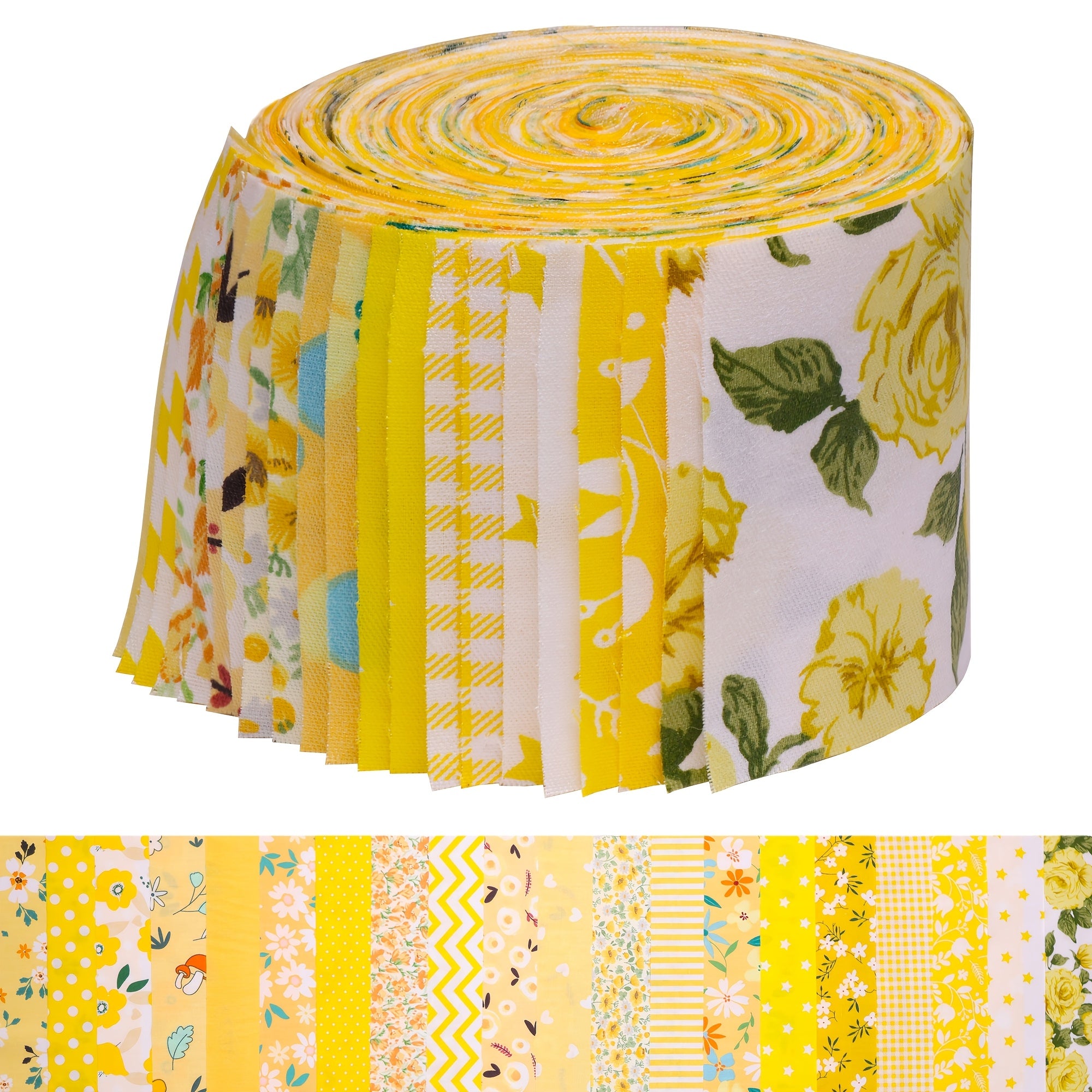 40pcs Yellow Series Quilting Fabric Strips 6x42cm for Patchwork DIY Crafts