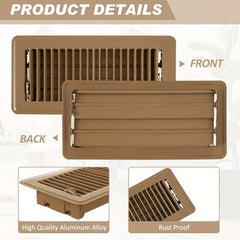 1pc 10x16x25 Floor Register Heavy Duty Steel Brown Vent Covers