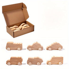 6pcs Wooden Car Truck DIY Graffiti Kit Creative Set