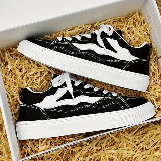 Men's Striped Platform Canvas Skate Shoes