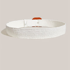 Casual Straw Belt Square Buckle Elastic Waistband Women Dress Girdle Boho Belt