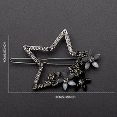 Vintage Rhinestone Star Flower Hair Clip Y2K Barrette Hairpin