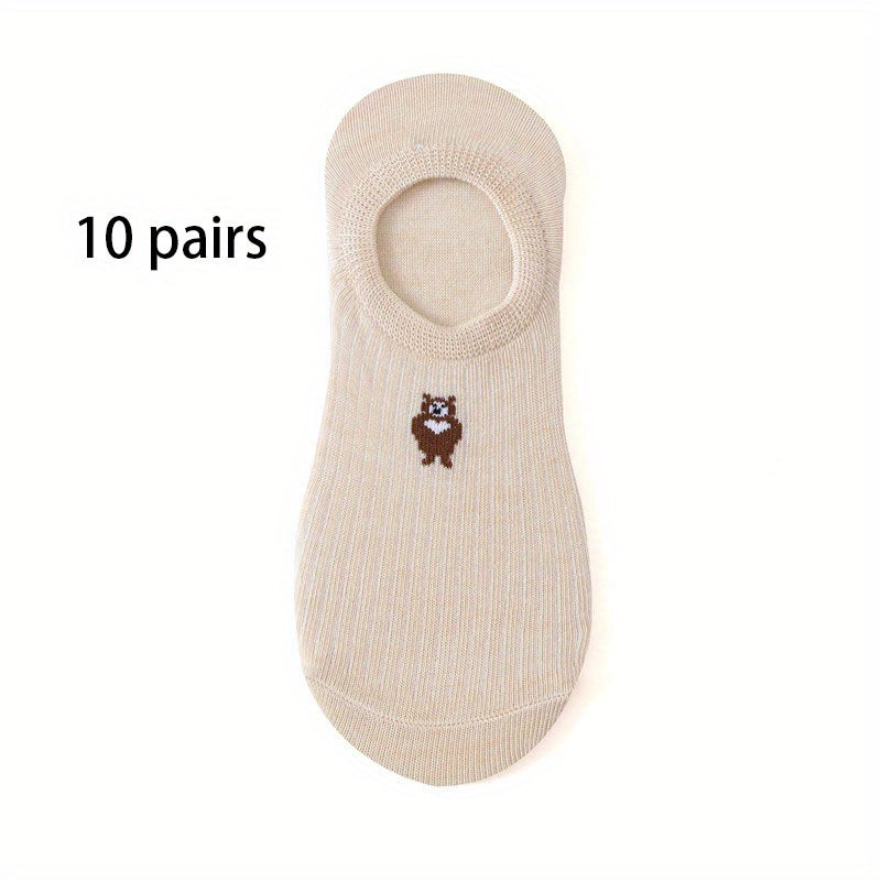 10 Pairs Cartoon Animal Socks Women's Ankle Stockings