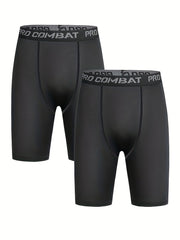 Men's Letter Print Waist Cycling Compression Shorts