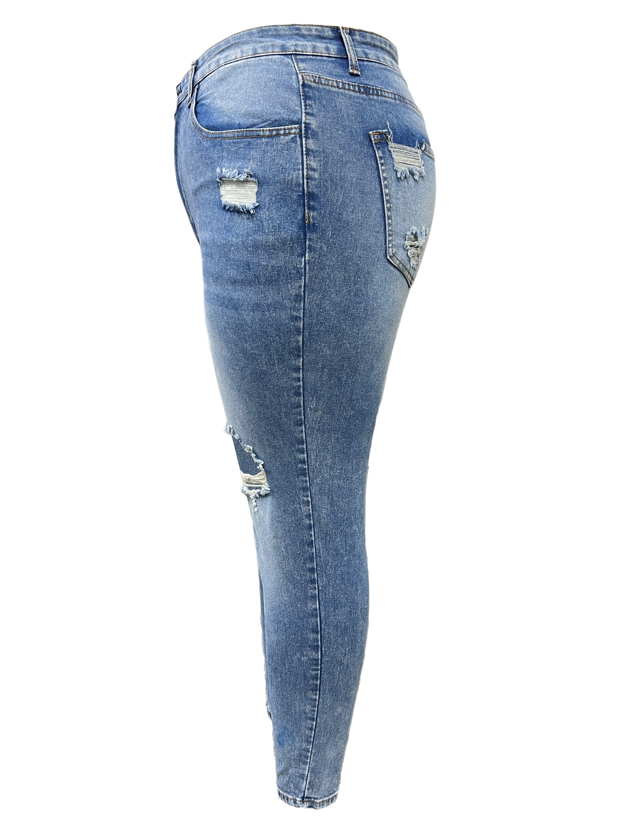 Ripped Button Fly High Rise Skinny Jeans