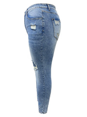  Ripped Button Fly High Rise Skinny Jeans