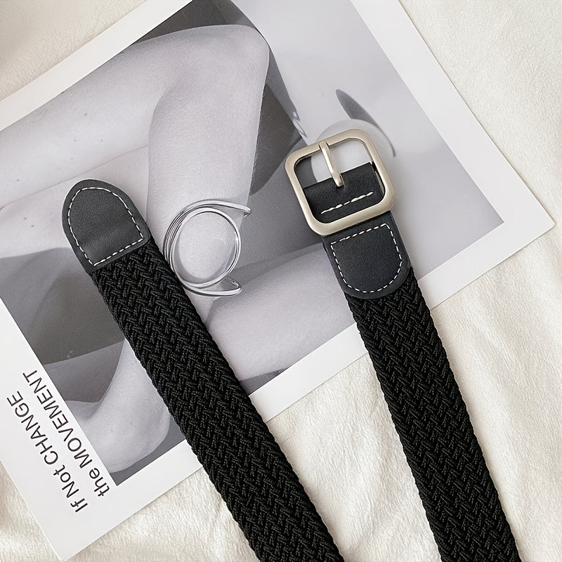 Canvas Elastic Belt Casual Woven Belt Men 4 Colors 2 Sizes