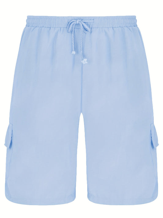 Men's Drawstring Cargo Short Pants Flap Pocket Loose Shorts
