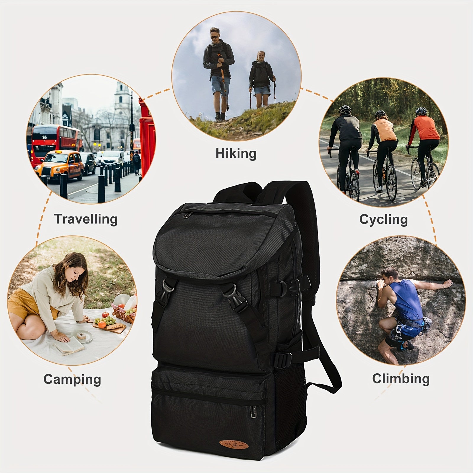 Men's Mountaineering Bag Hiking Travel Backpack Large Capacity