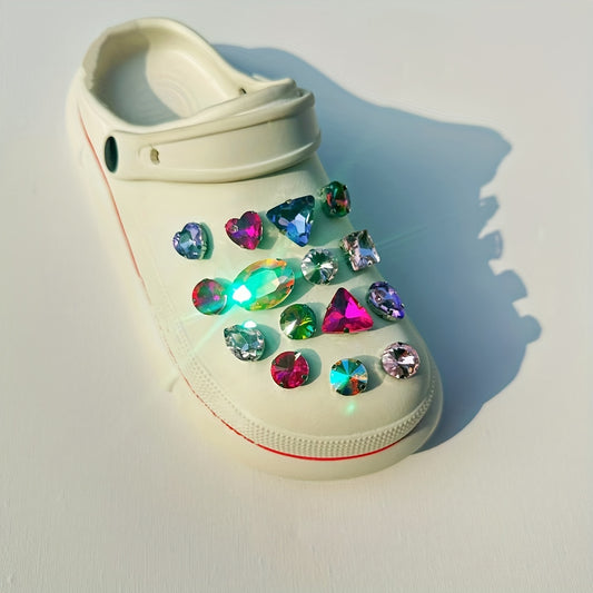 15PCS Multicolored Rhinestone Shoe Charms For Clogs Decorations
