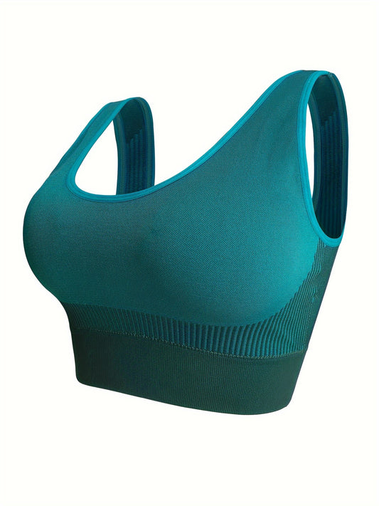  Striped Seamless Sports Bra With Removable Pads