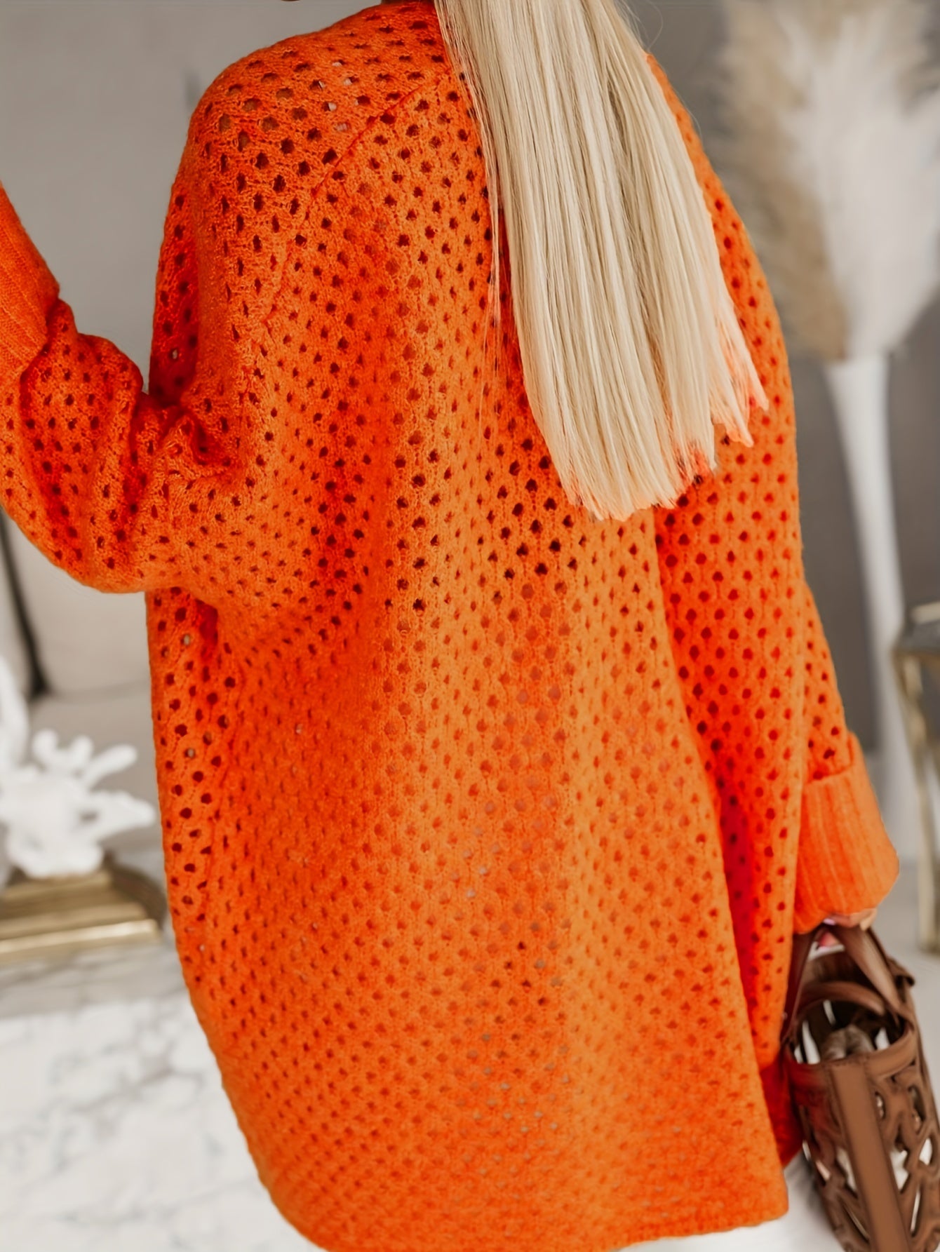  Knitted Open Front Cardigan