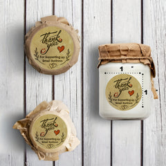 500pcs 1" Brown Paper Thank You Stickers