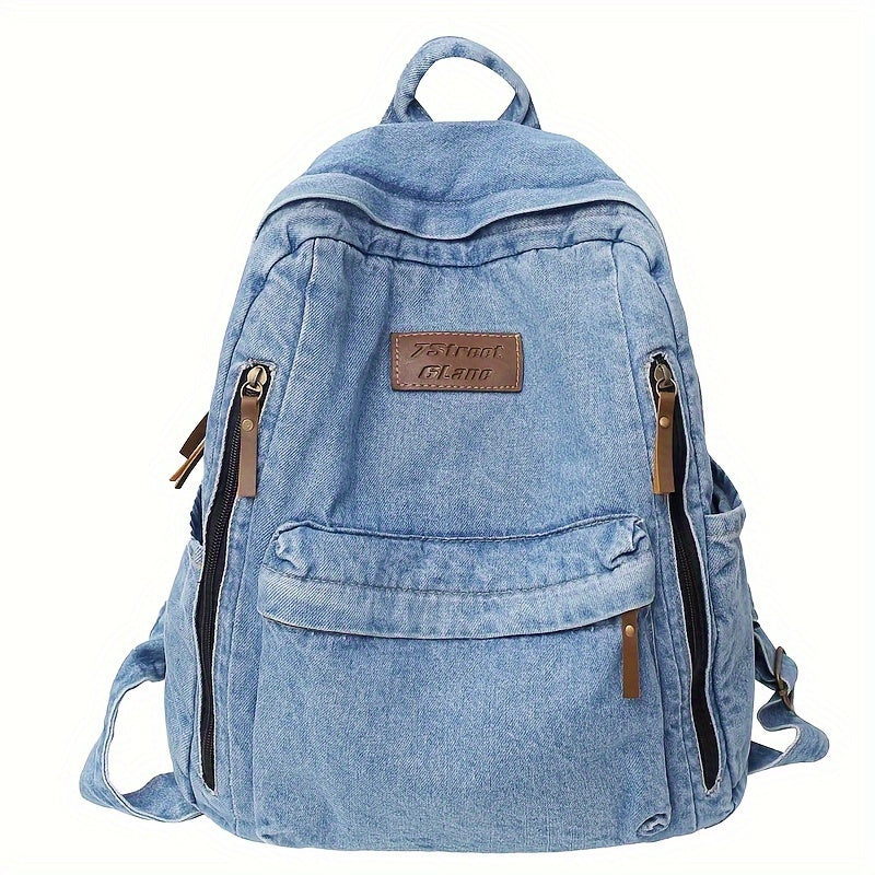 Stylish Denim Backpack with Laptop Compartment