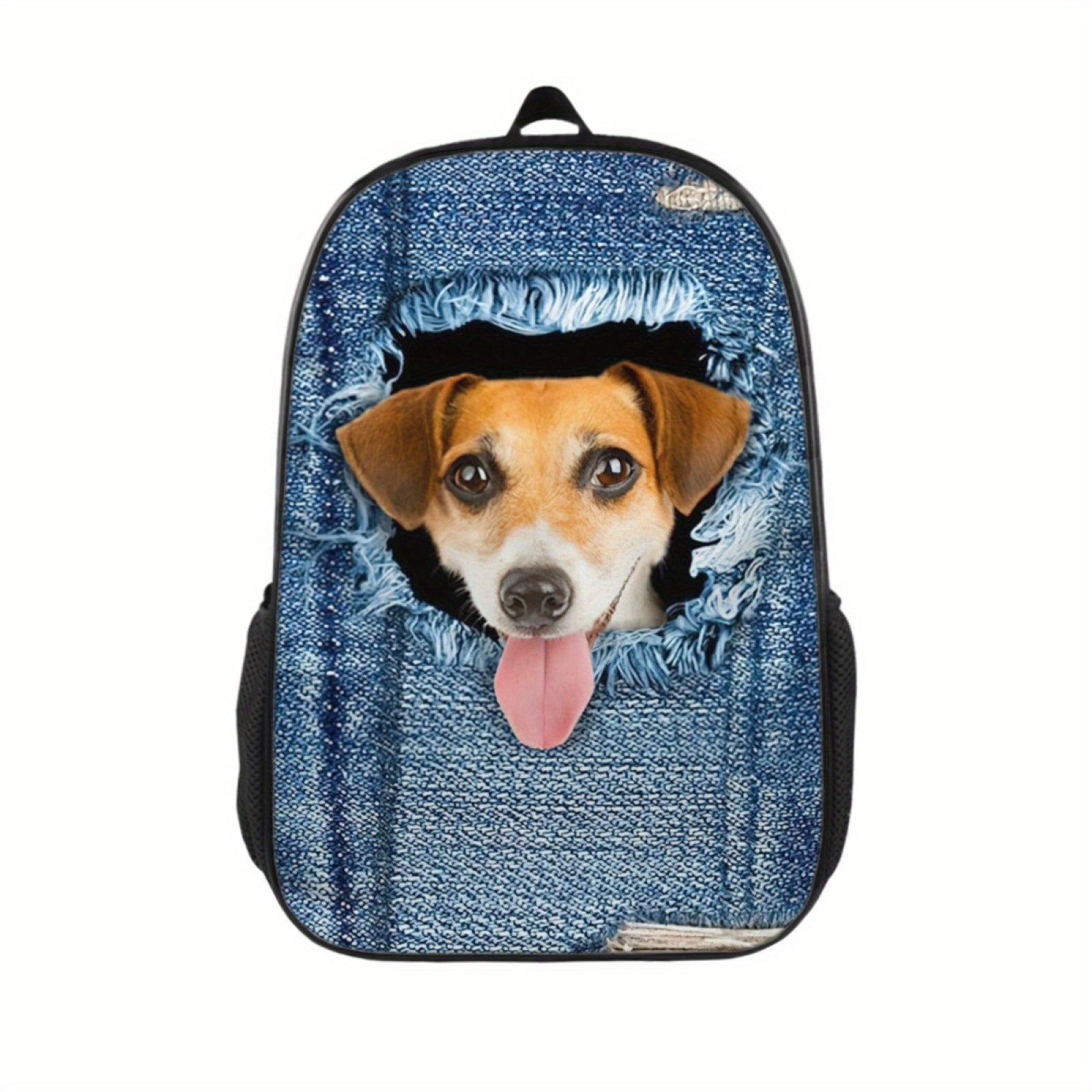 Creative Dog Cat Denim Printed Backpack for Kids Boys Girls