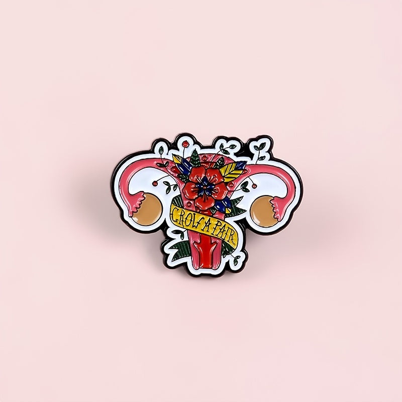 Red Flowers Uterus Brooch Creative Accessory