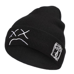 Crying Face Embroidered Knit Hat