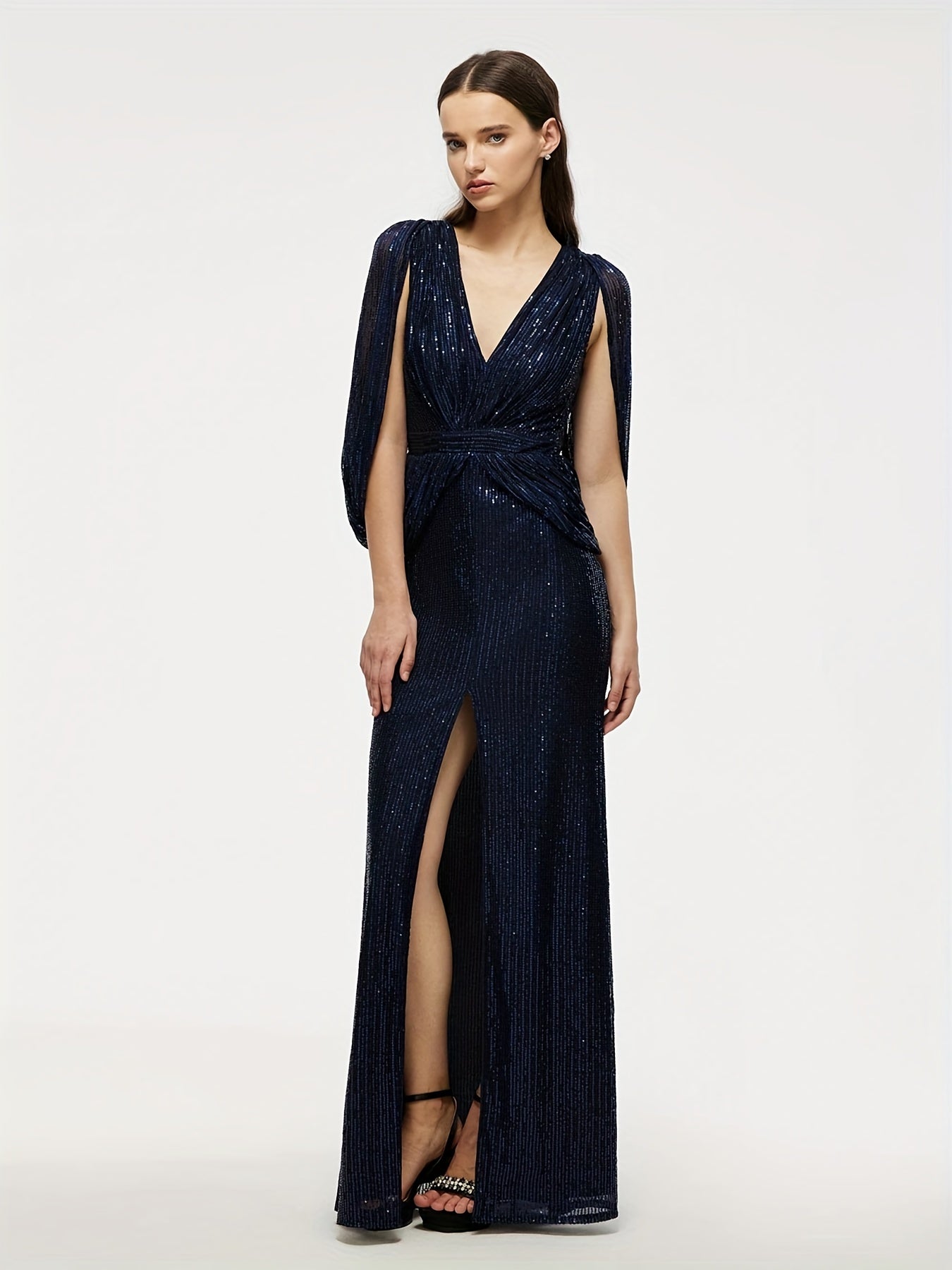 V neck Sequined Dress For Wedding Party