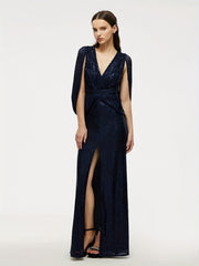 V neck Sequined Dress For Wedding Party