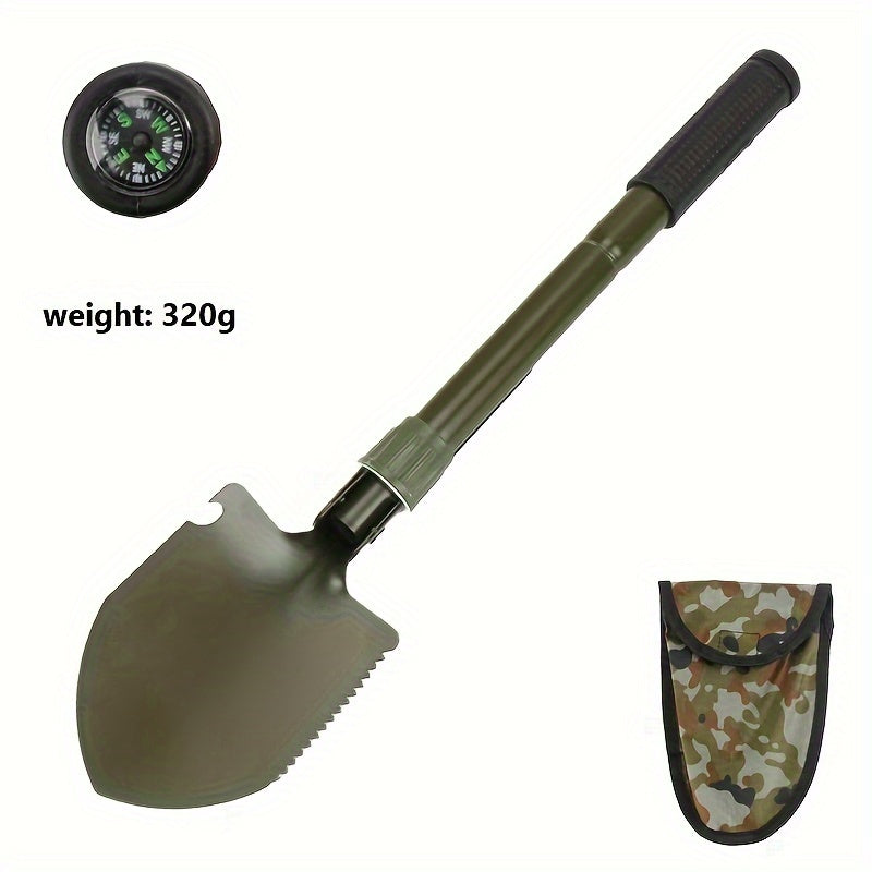 4-In-1 Stainless Steel Folding Survival Shovel for Camping Hiking