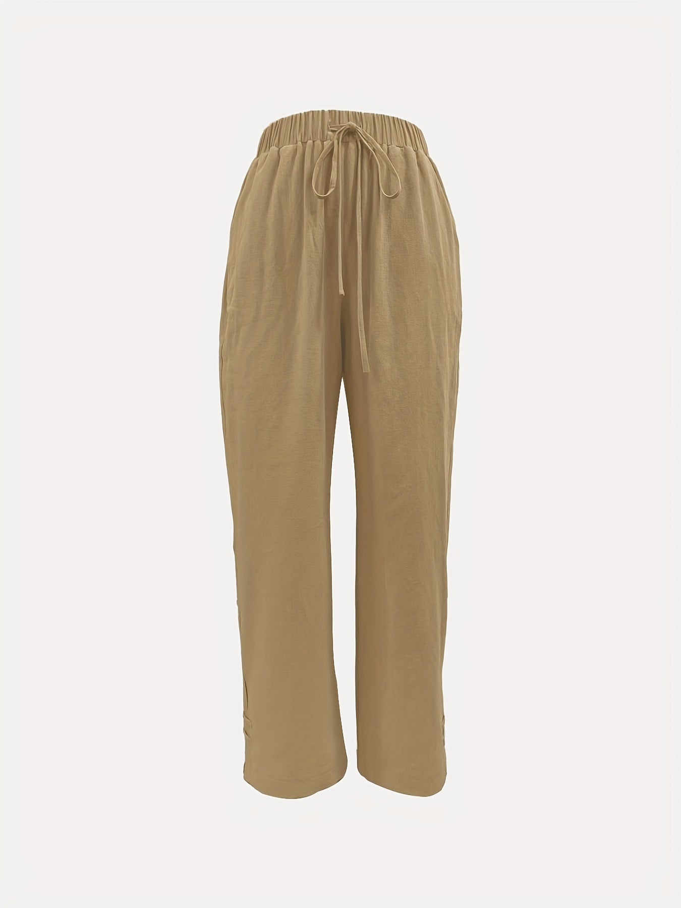 Solid Drawstring Straight Leg Pants for Spring & Summer