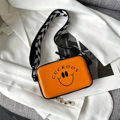Smile Face Mini Shoulder Bag Zipper PVC Crossbody Bag Geometric Pattern Strap