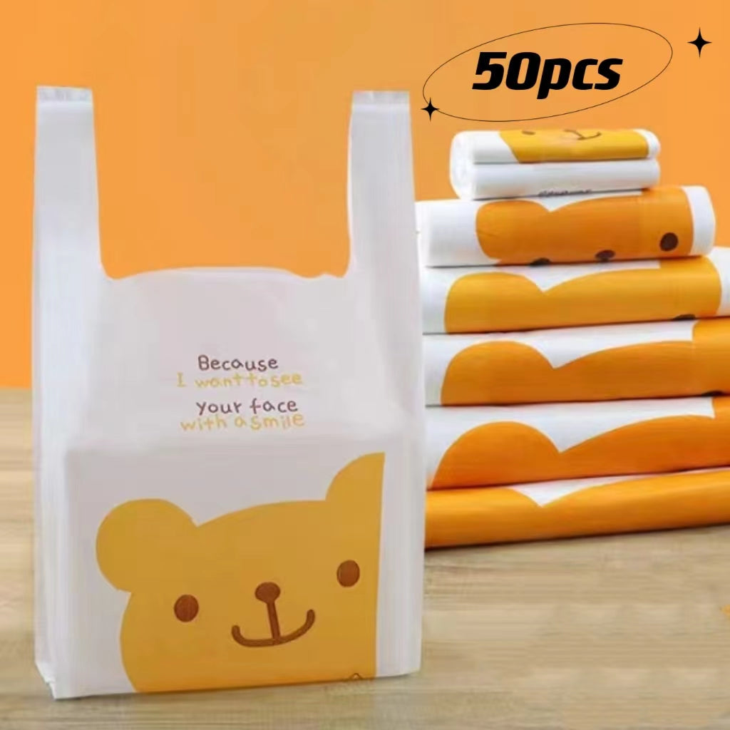 50pcs Plastic Bulk Shopping Bags Restaurant Bag T Shirt Plastic Bags In Bulk