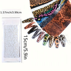 10 Sheets Leopard Nail Foils For Nail Art Decoration