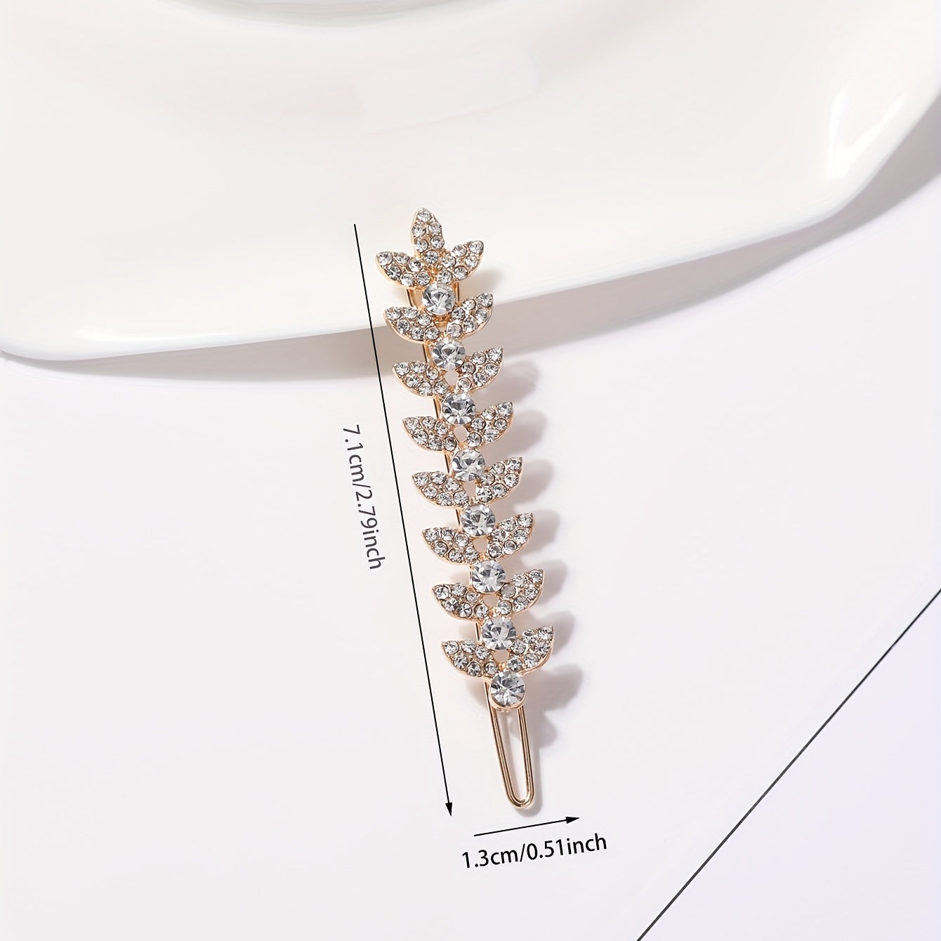 Rhinestone Leaf Hair Clip for Women