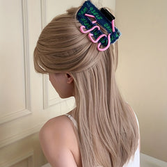 Denim Hair Claw With Pink Rope Y2K Hair Claw