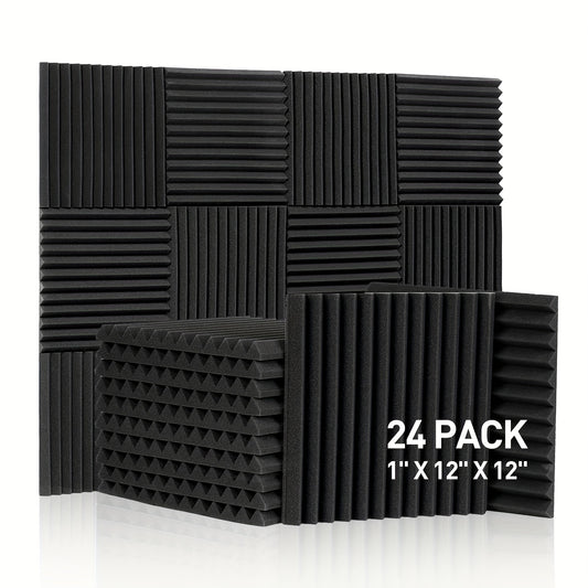 24pcs Acoustic Panels 12x12x1 High Density Foam for Echo Absorption