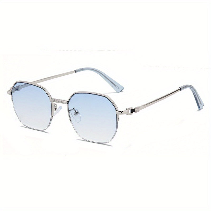 Men's Polygon Sunglasses Vintage Semi Rimless UV400