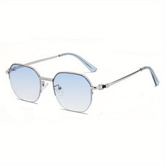 Men's Polygon Sunglasses Vintage Semi Rimless UV400