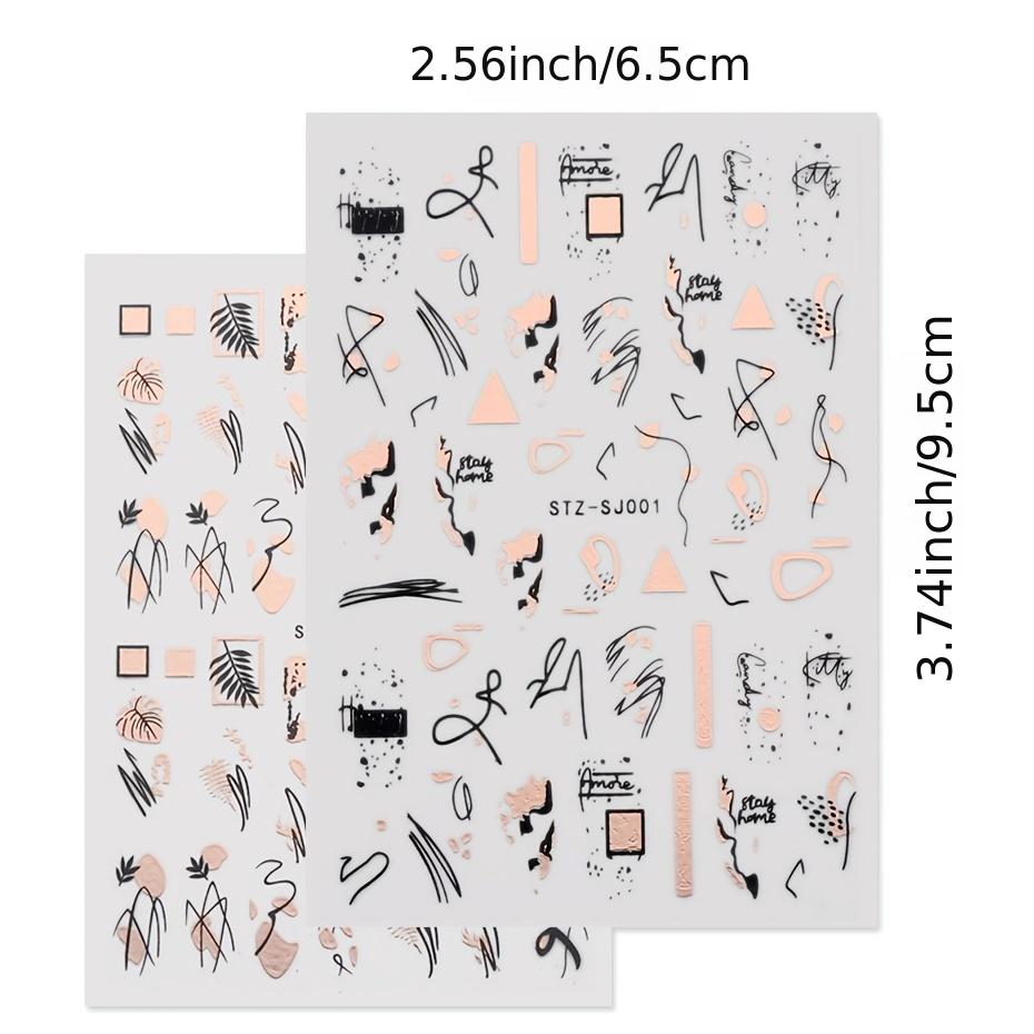 Geometric 3D Nail Art Stickers - Easy to Apply Abstract Decals