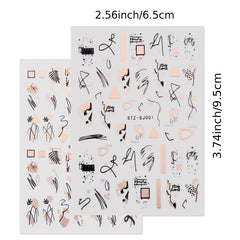 Geometric 3D Nail Art Stickers - Easy to Apply Abstract Decals