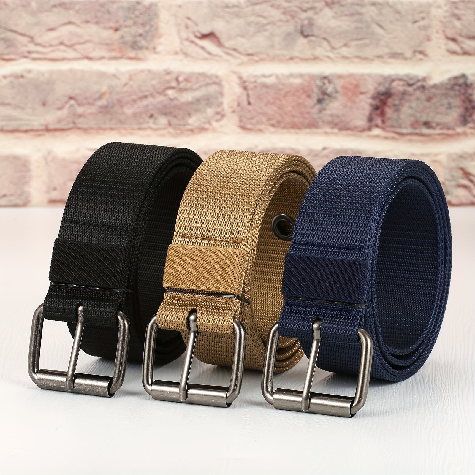 Men's Canvas Belt Pin Buckle Belt Canvas Waistband Outdoor Casual Jeans Belt