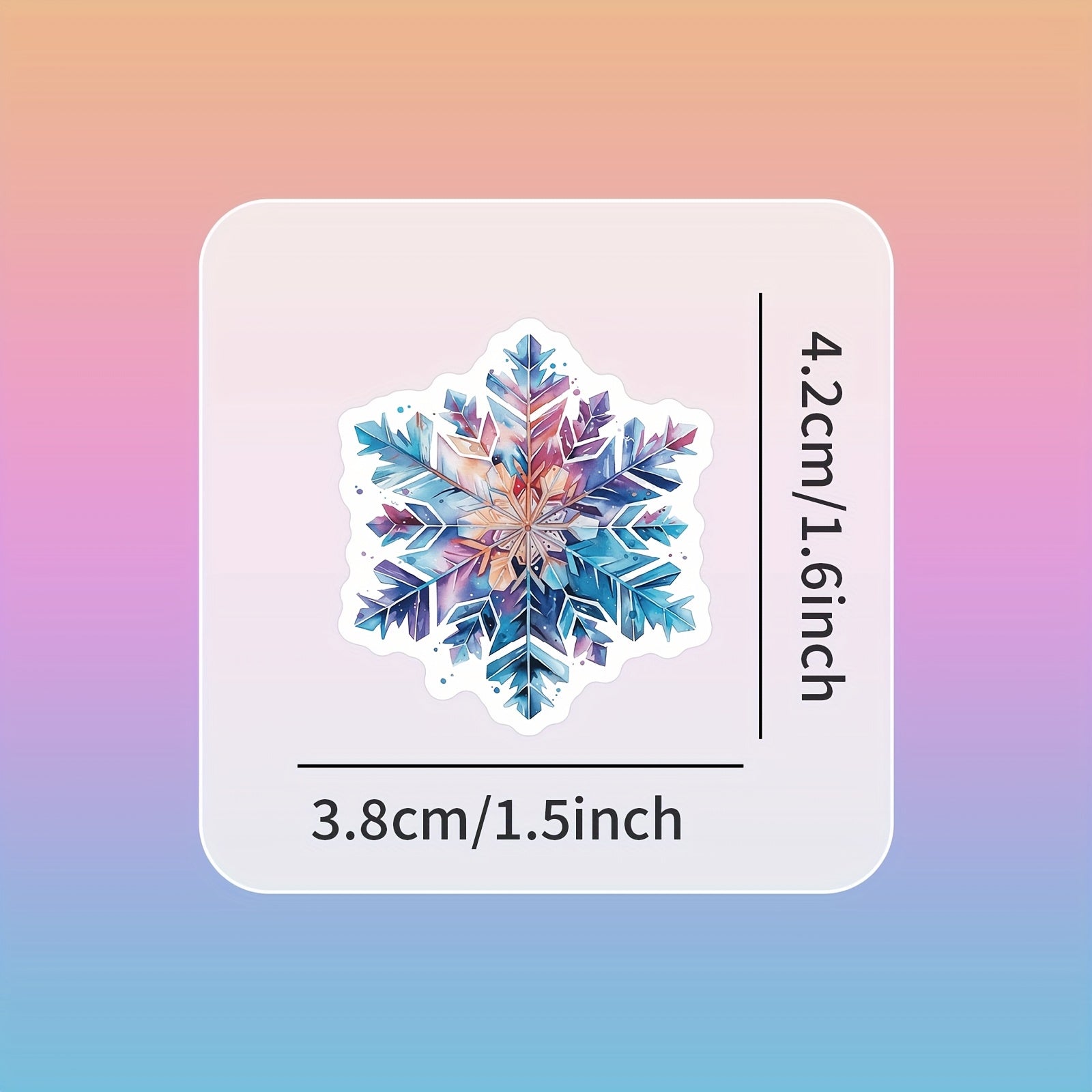 54pcs Ice Crystal Snowflake Vinyl Stickers Mixed Colors