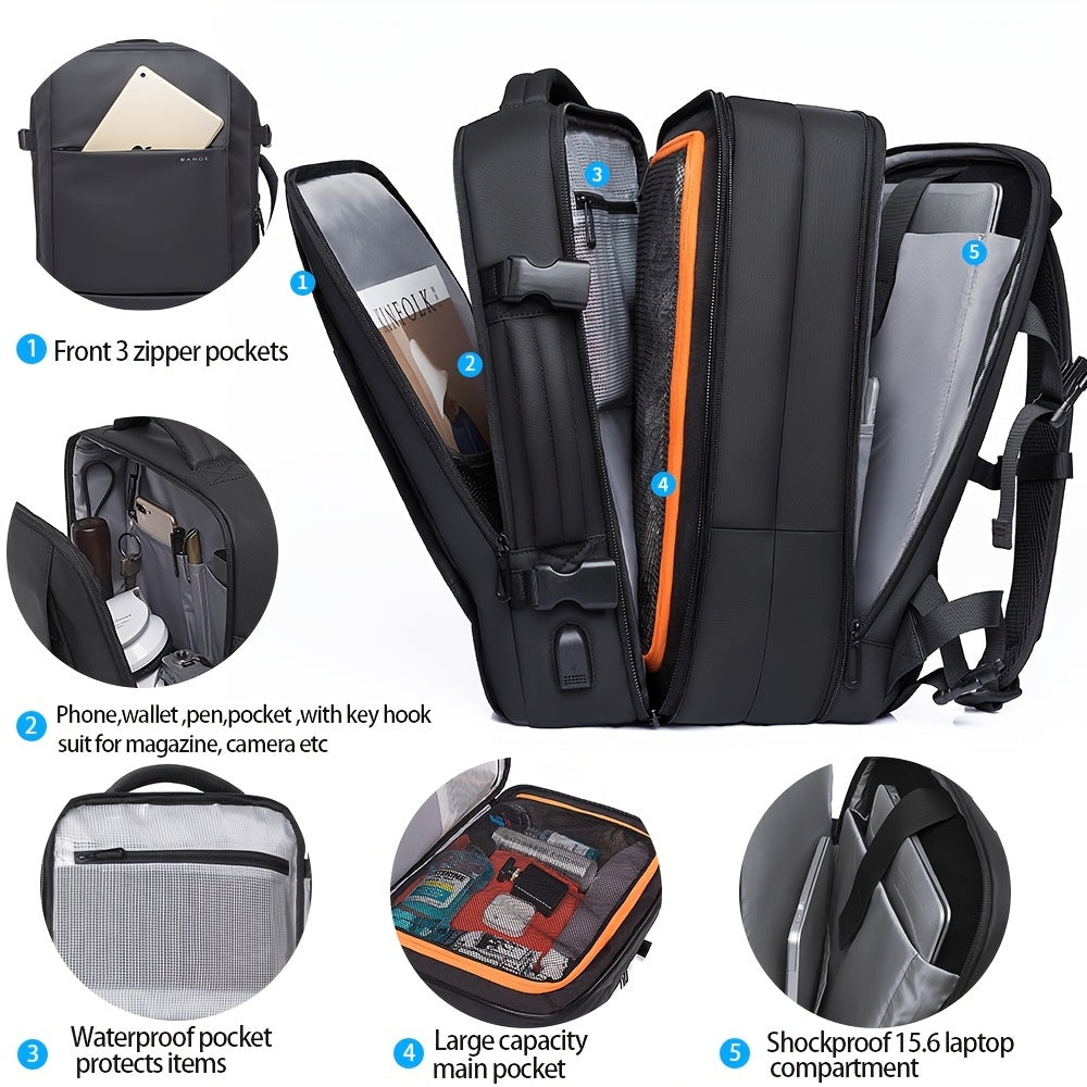 BANGE Exp Travel Laptop Backpack Large Capacity Waterproof USB P
