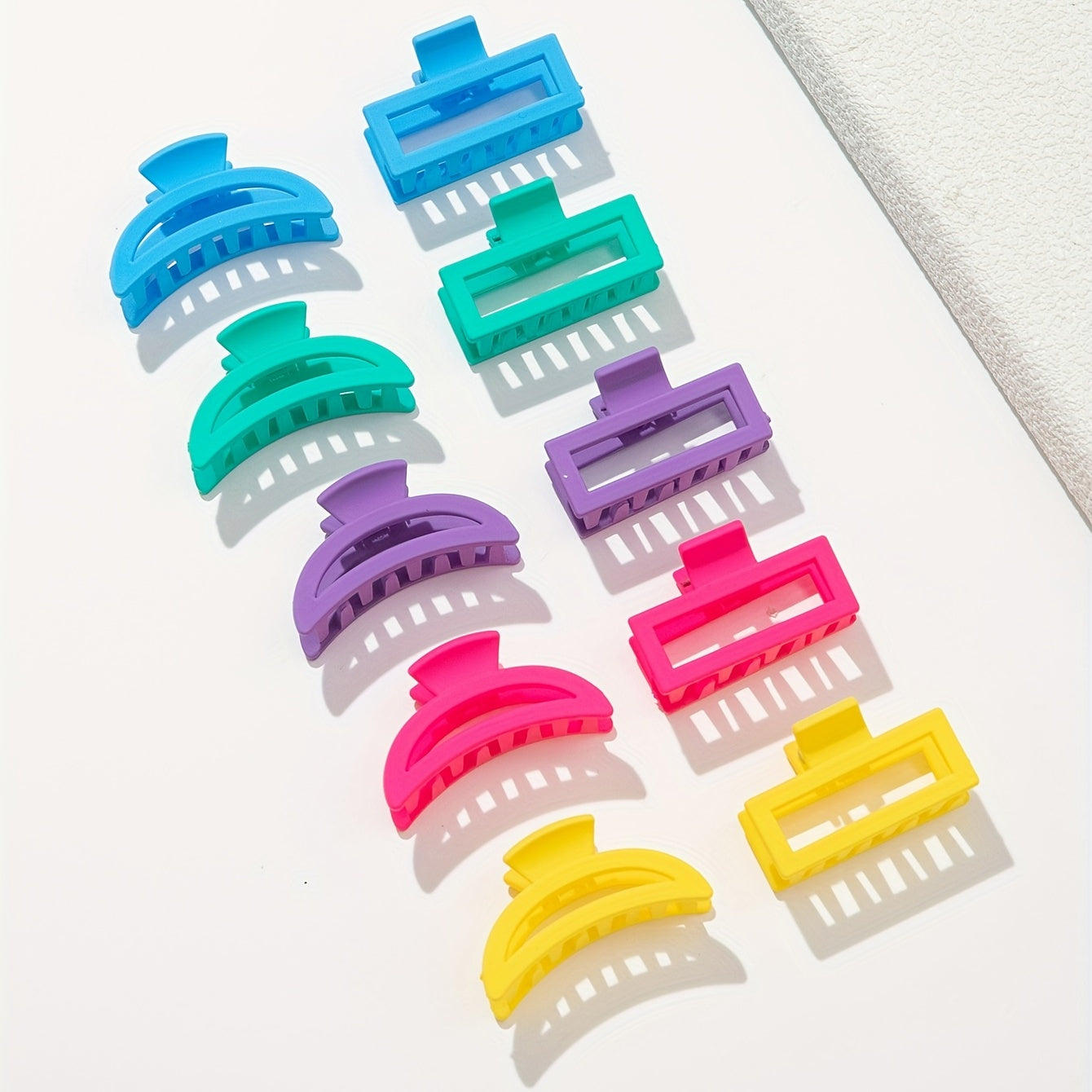 10PCS Multicolor Painted Hair Claw Hollow Square Small Shark Claw